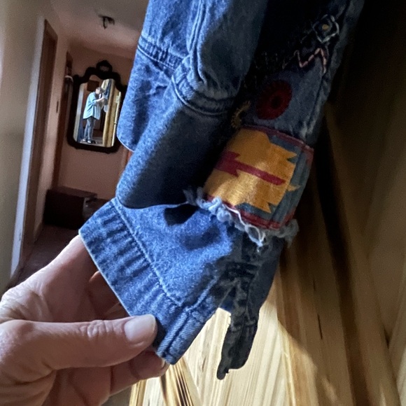 Southwest Embroidered Denim Jacket Blue Multi 14 - Picture 5 of 8